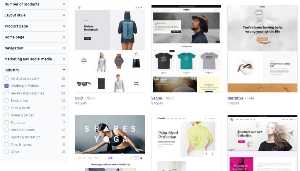 shopify e-commerce shopping cart